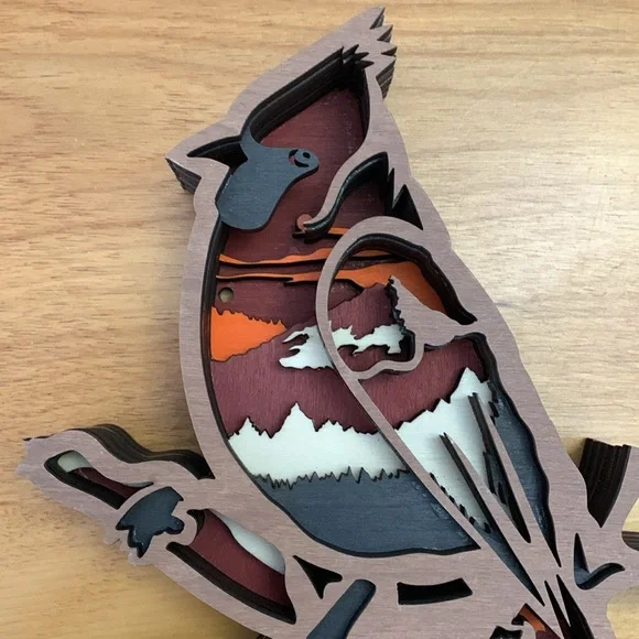 Rustic Wood Cardinal Bird Home Decor Statue Layered Wood Art EUC - Picture 5 of 7